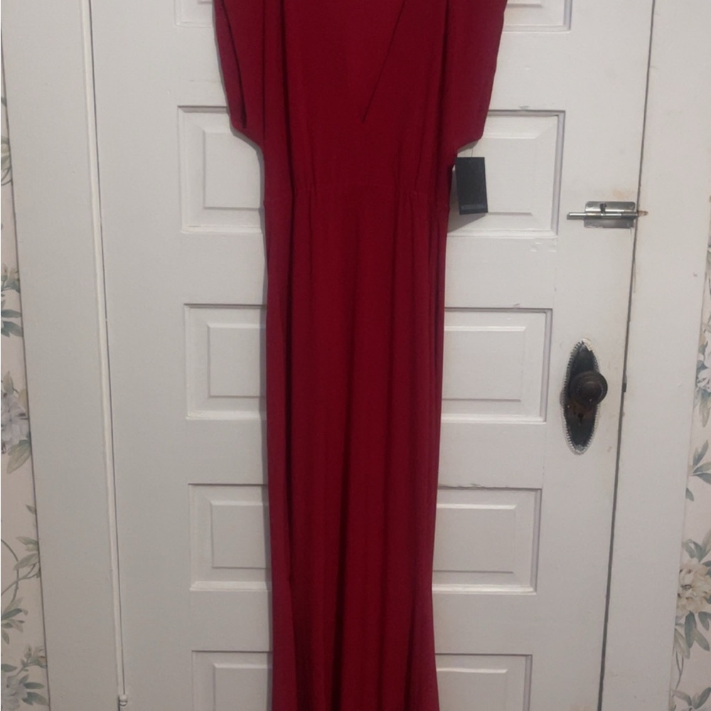 Norma Kamali Red Off-the-Shoulder Sleeveless Gown
